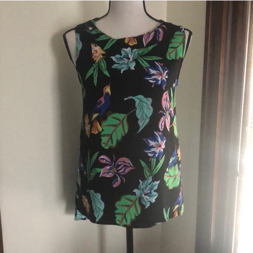 Philosophy | Tropical Bird and Plant Sleeveless Blouse Size 4